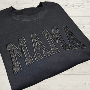 Mama Black Glitter Embroidered Sweatshirt