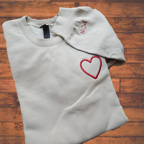 Heart with Initials Embroidered Sweatshirt